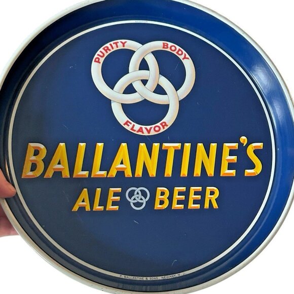 BALLANTINE'S ALE BEER - 12" Vintage 1940’s Tin Beer Tray - Newark, New Jersey - Picture 1 of 7